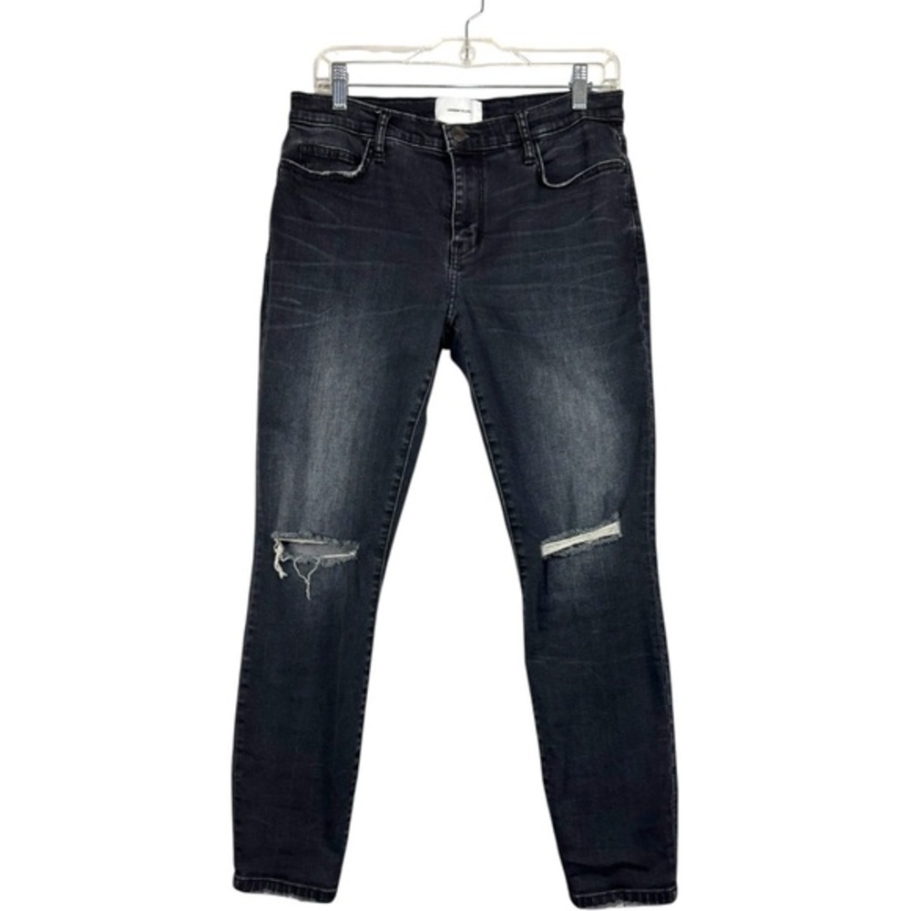 Current Elliot Black Faded Jeans Skinny Distressed‎ Mid Rise Grunge Sz 30